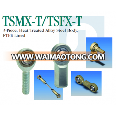 TSMX - T / TSFX - T Heavy Duty Rod Ends / 3 - Piece , Heat Treated Alloy Steel Body , PTFE Lined